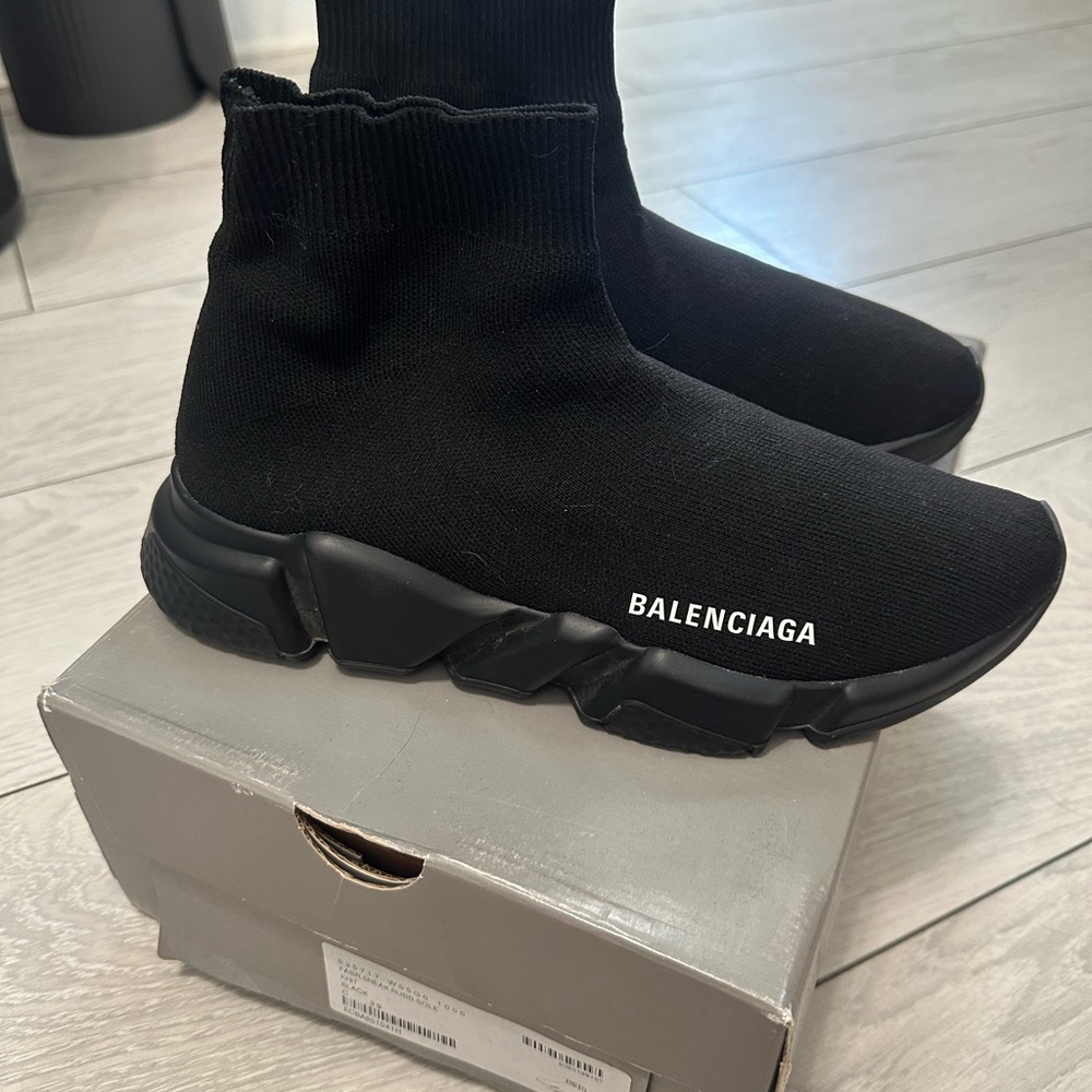 Balenciaga Black Knit High-Top Sneakers
